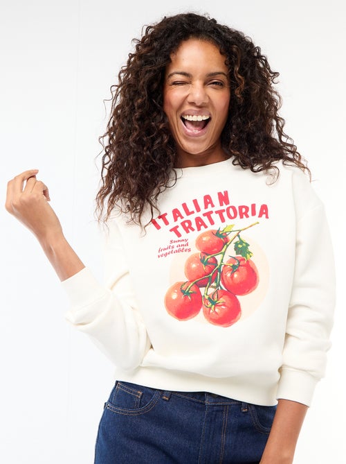 Sweater van joggingstof met opschrift - Kiabi