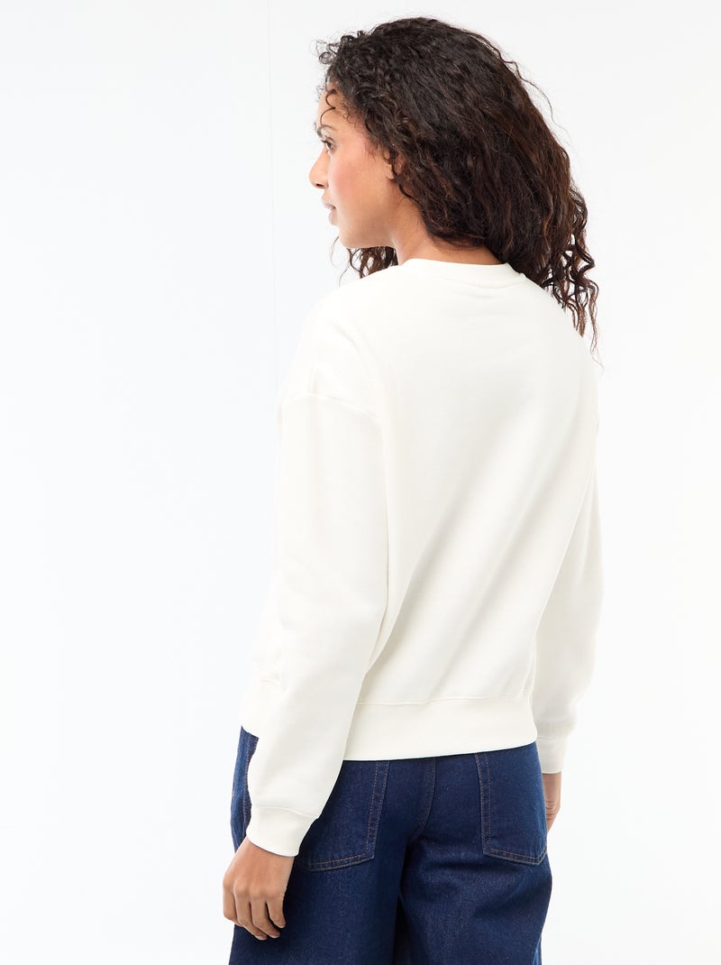 Sweater van joggingstof met opschrift Wit - Kiabi