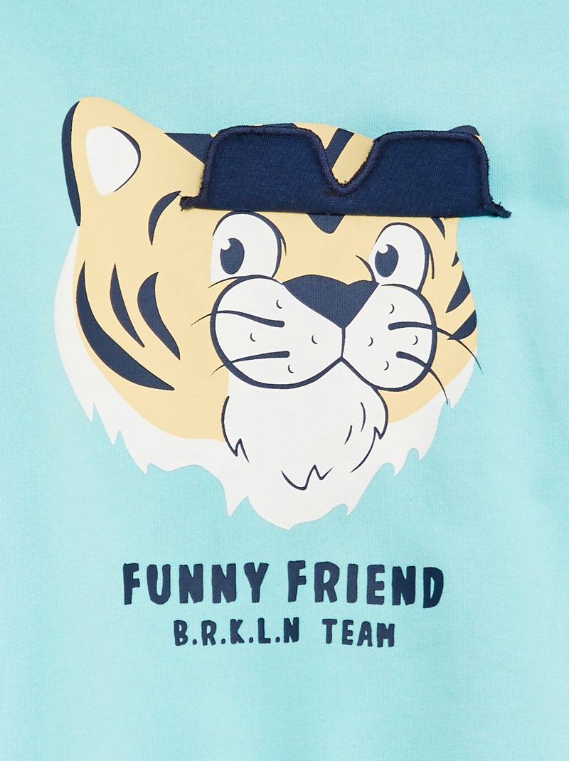 Sweater van joggingstof met patch aan de voorzijde BLAUW - Kiabi