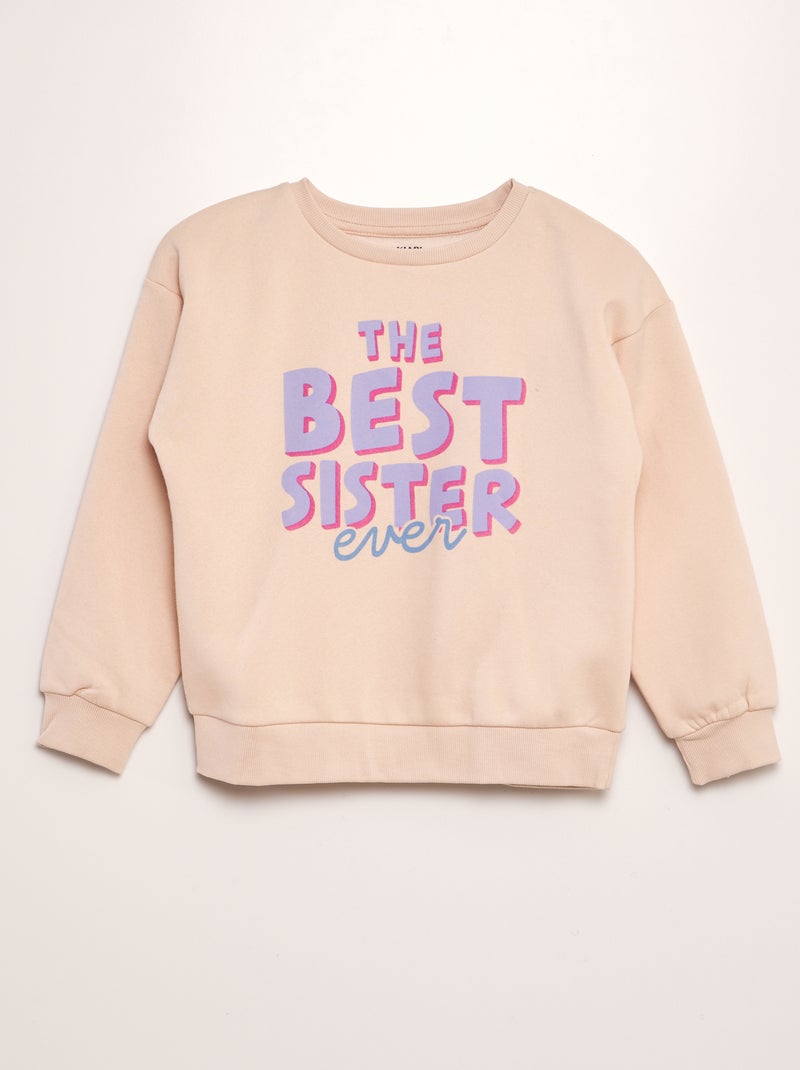 Sweater van joggingstof met print - Broer en zus ROSE - Kiabi