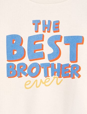 Sweater van joggingstof met print - Broer en zus