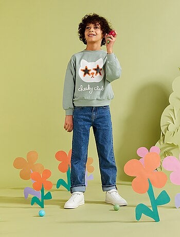 Sweater van joggingstof met print - Grafik Edition