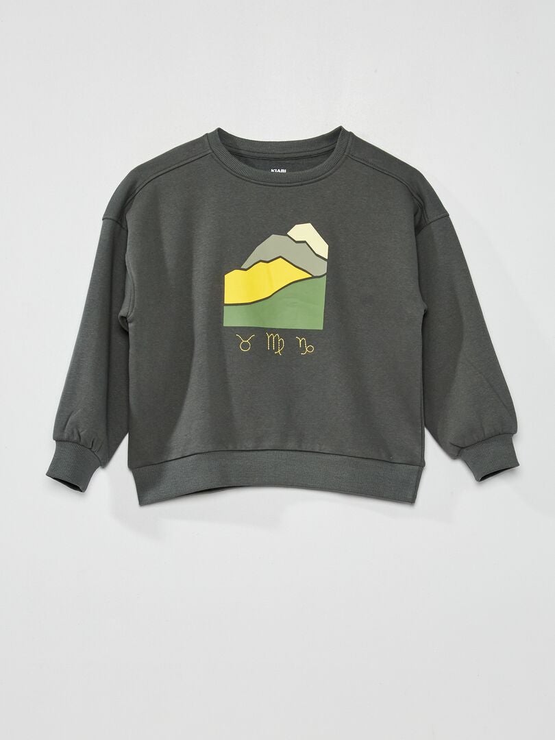 Sweater van joggingstof met print - Uniseks GROEN - Kiabi