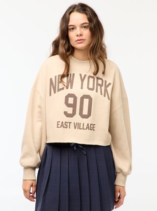 Sweater van joggingstof met print