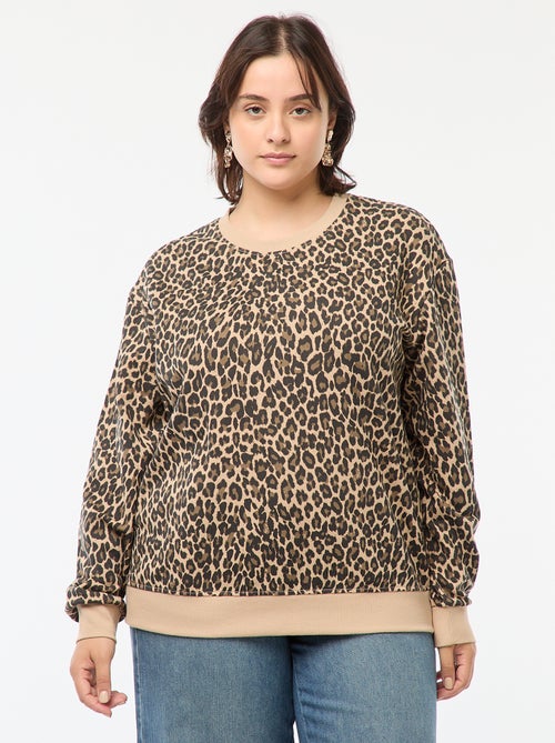 Sweater van joggingstof met print - Kiabi