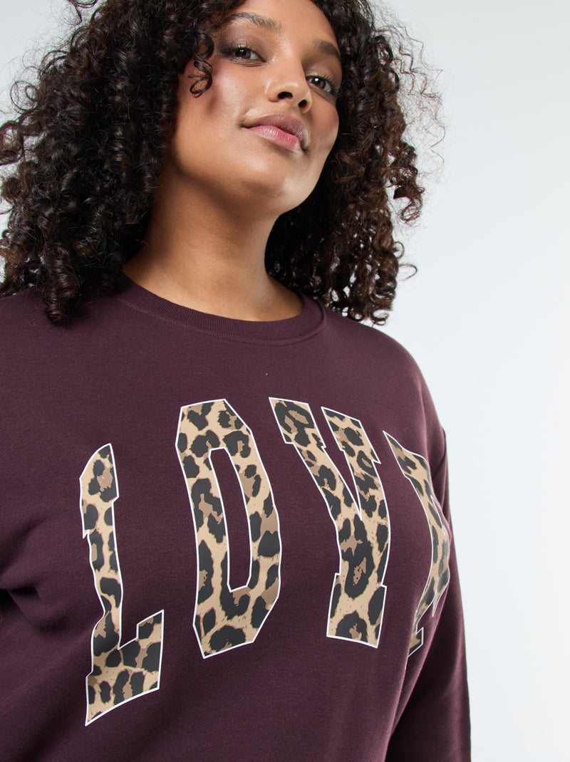 Sweater van joggingstof met print Bruin - Kiabi