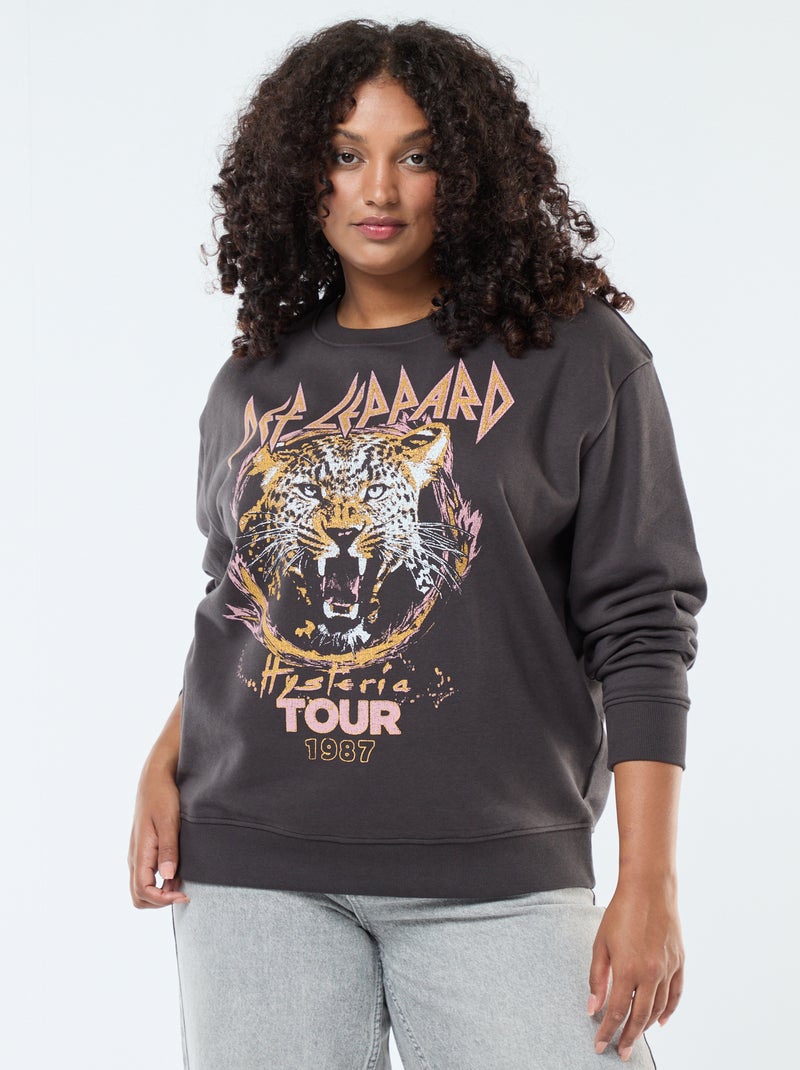 Sweater van joggingstof met print 'Def Leppard' Zwart - Kiabi