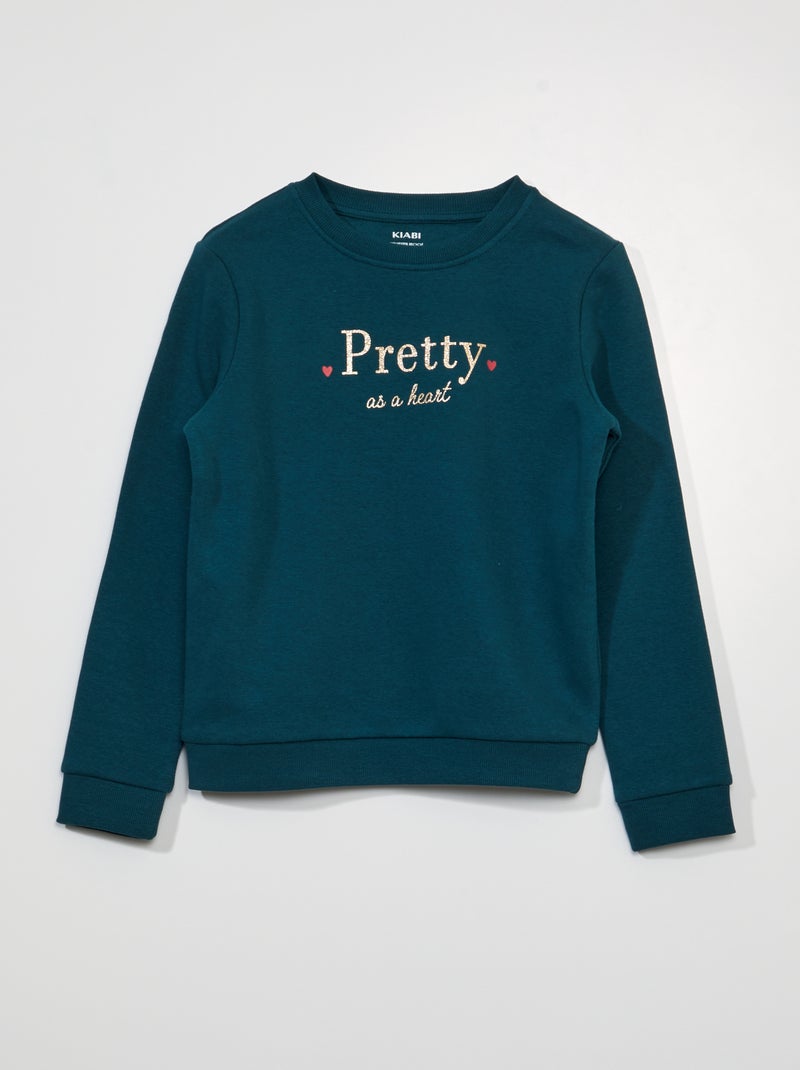 Sweater van joggingstof met print GROEN - Kiabi