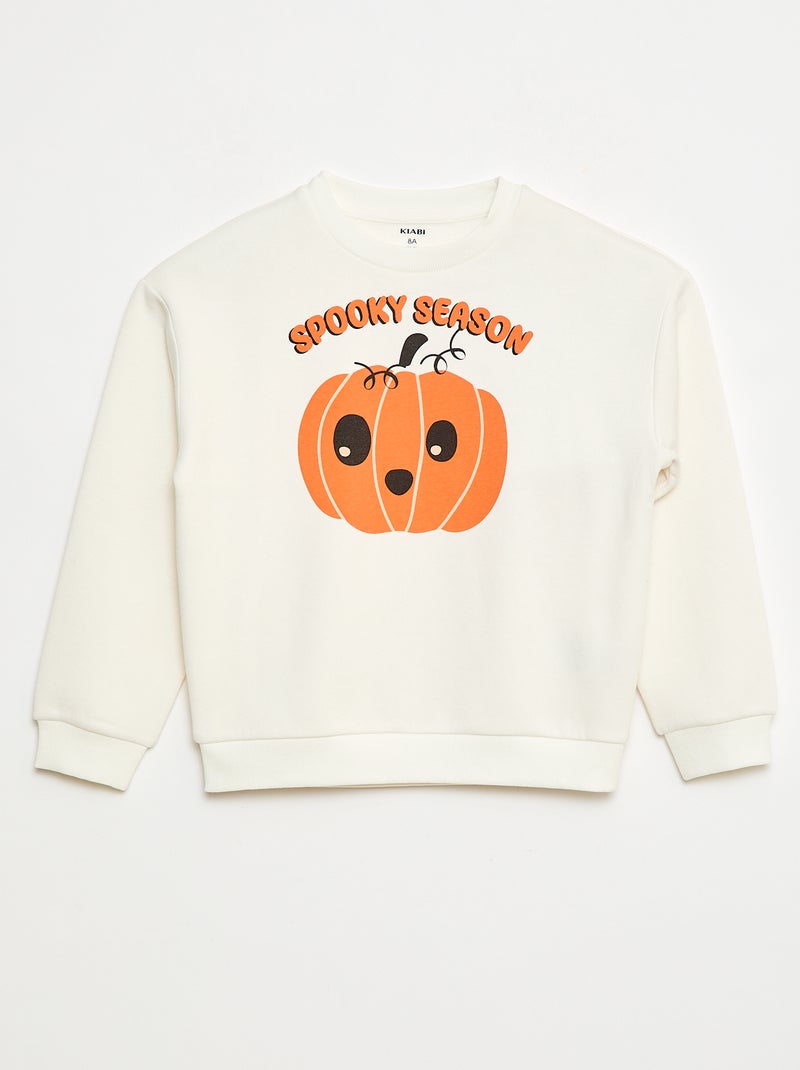 Sweater van joggingstof met print 'Halloween' Wit - Kiabi