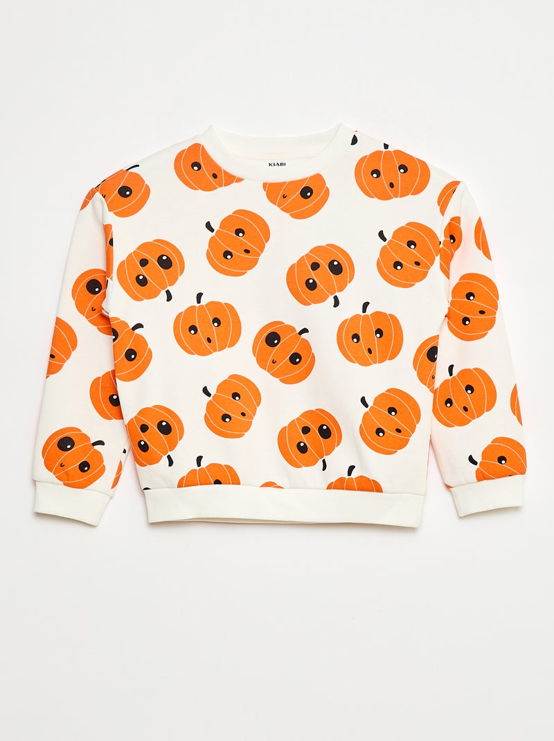 Sweater van joggingstof met print 'Halloween' Wit - Kiabi