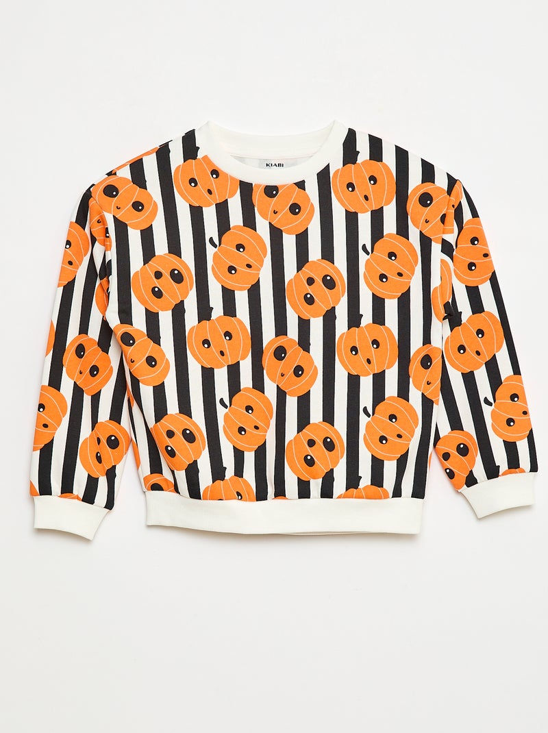 Sweater van joggingstof met print 'Halloween' Wit - Kiabi