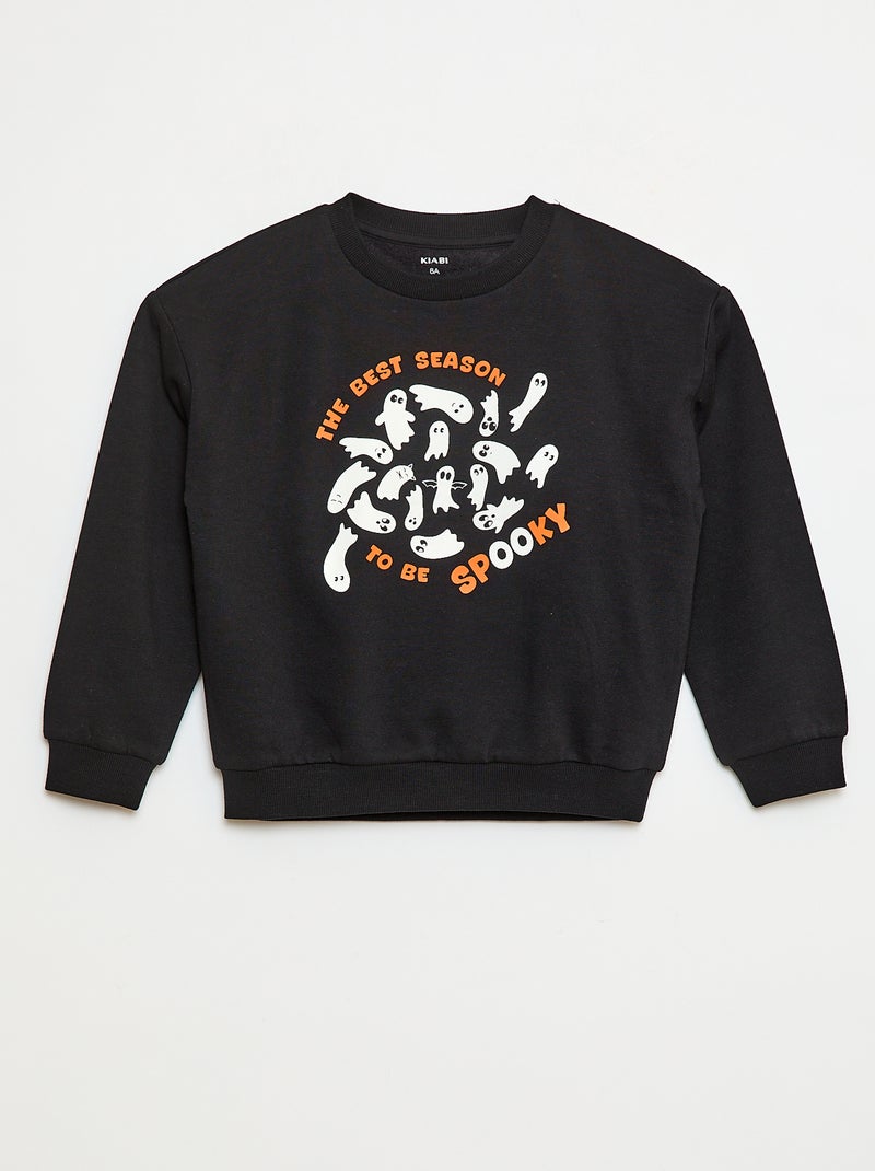 Sweater van joggingstof met print 'Halloween' Zwart - Kiabi
