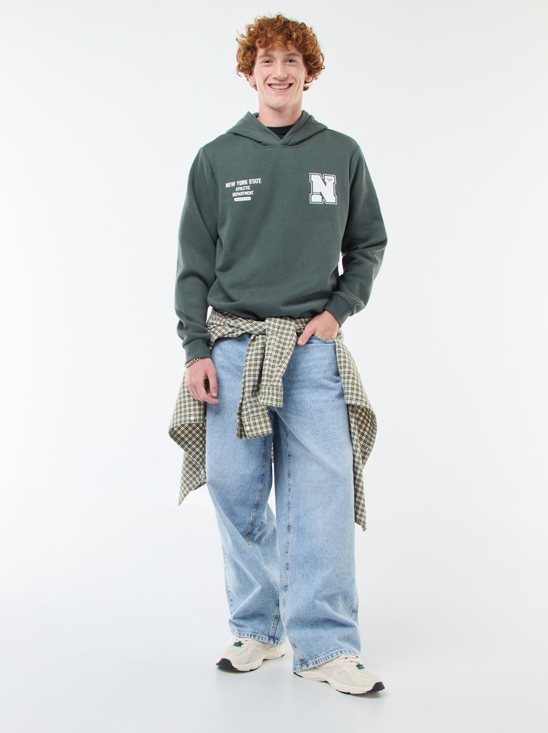 Sweater van joggingstof met print Kaki - Kiabi