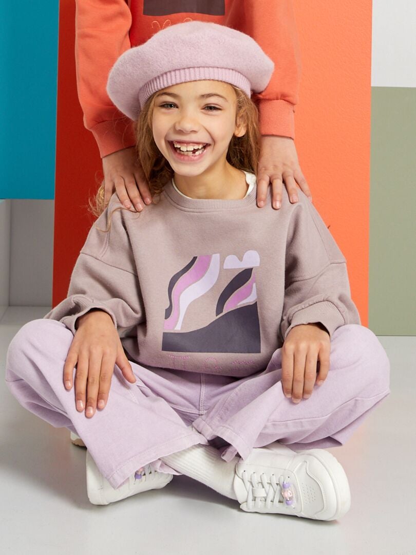 Sweater van joggingstof met print PAARS - Kiabi