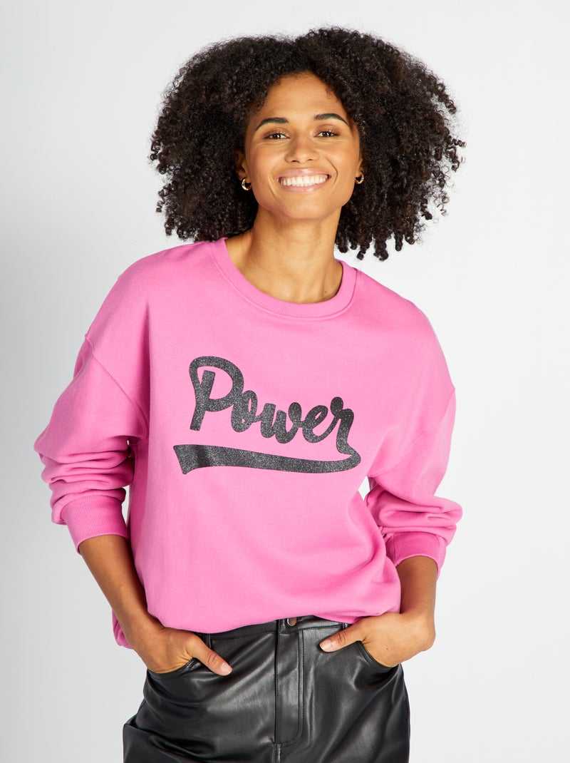 Sweater van joggingstof met print ROSE - Kiabi
