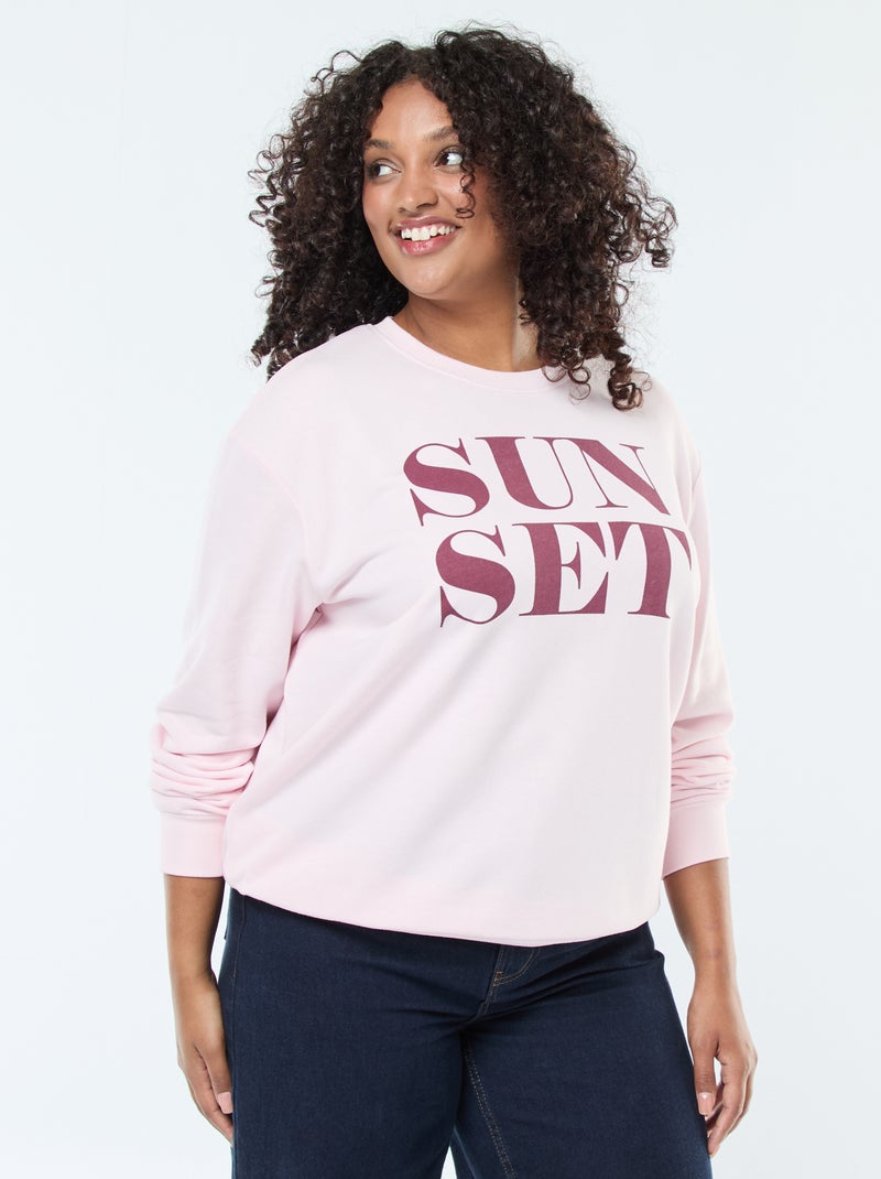 Sweater van joggingstof met print Rose - Kiabi