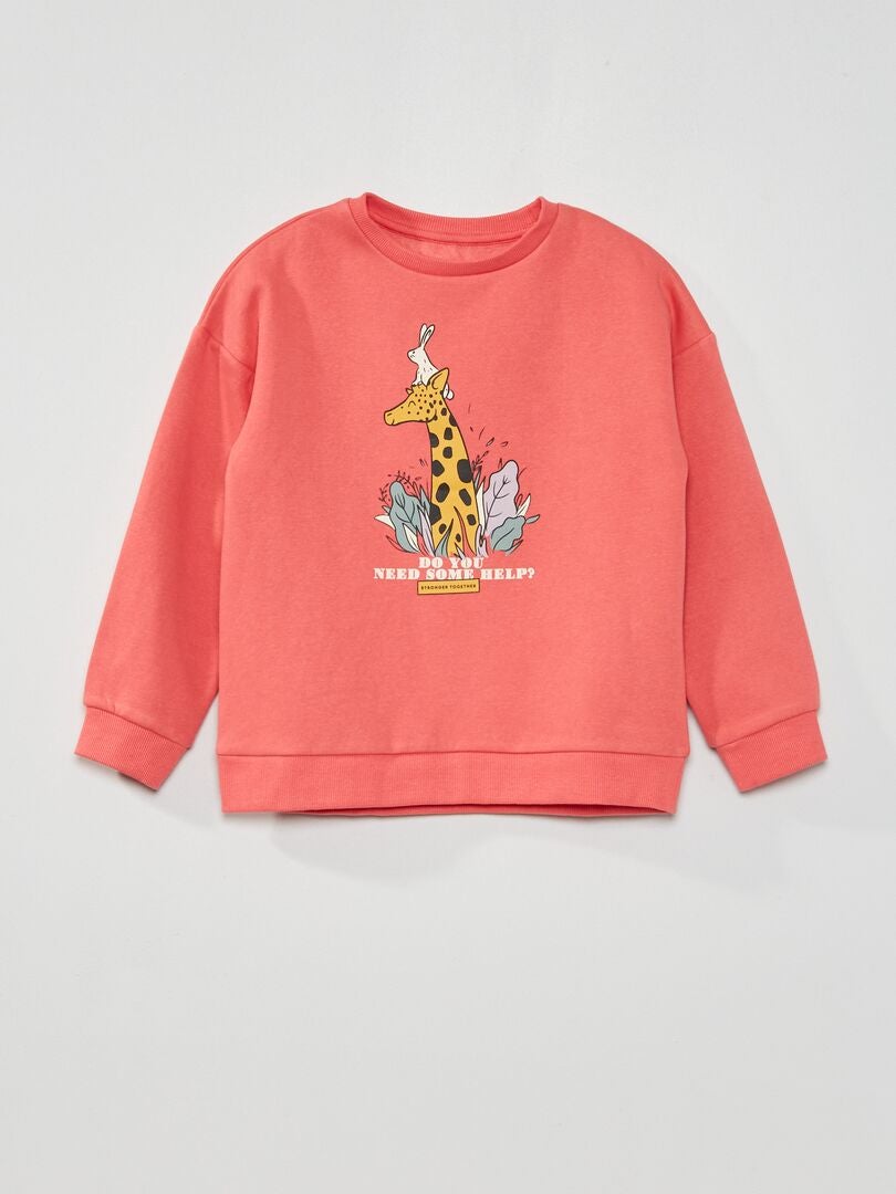 Sweater van joggingstof met print ROSE - Kiabi