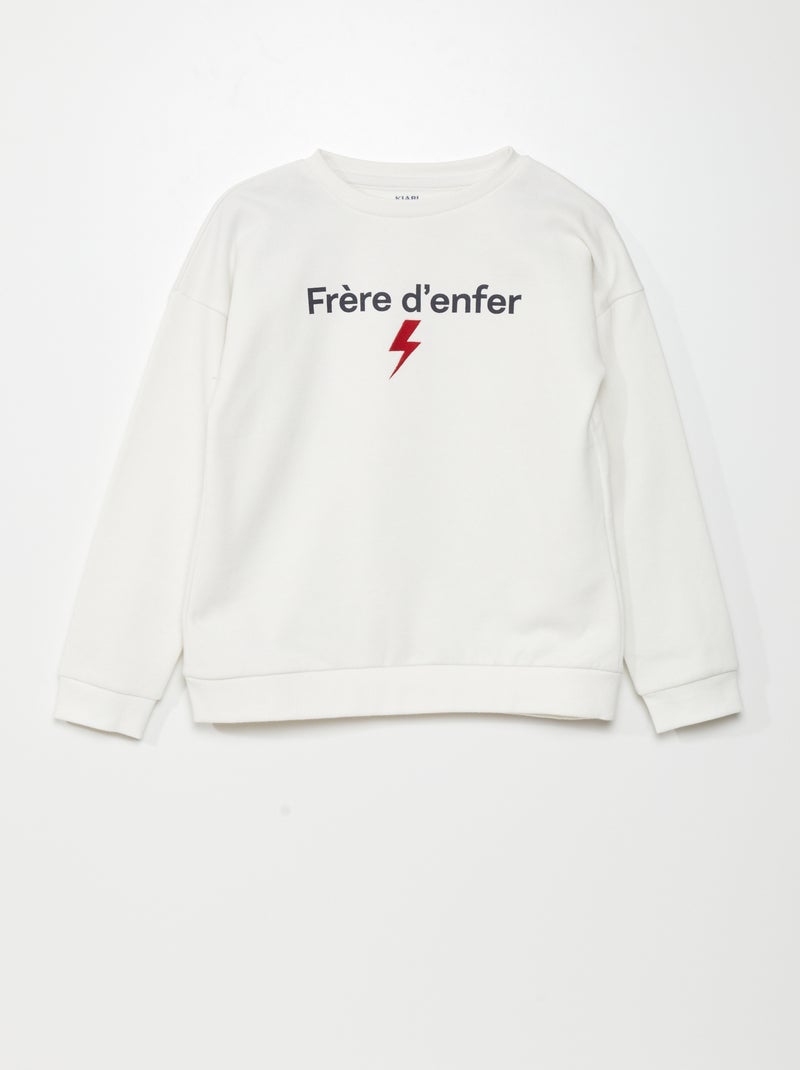 Sweater van joggingstof met print Wit - Kiabi