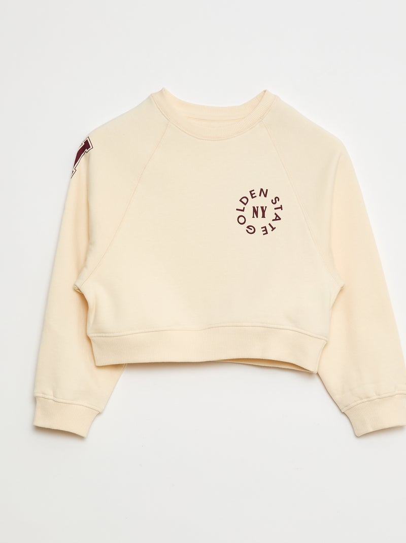 Sweater van joggingstof met print Wit - Kiabi