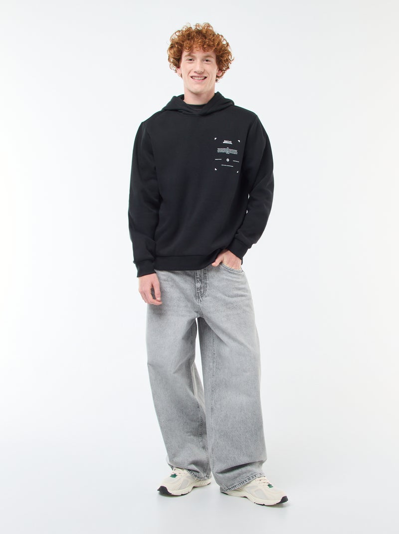 Sweater van joggingstof met print Zwart - Kiabi