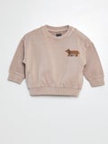 Sweater van joggingstof met recto-versoprint PAARS - Kiabi