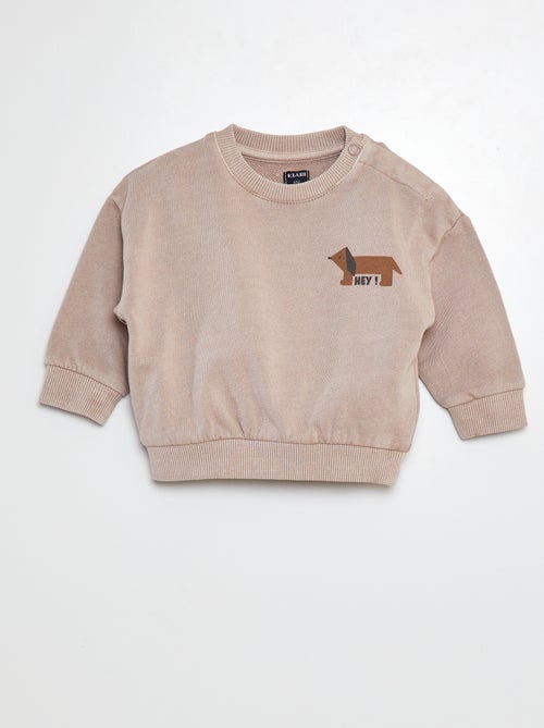 Sweater van joggingstof met recto-versoprint - Kiabi