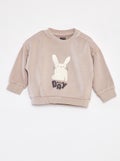 Sweater van joggingstof met recto-versoprint PAARS - Kiabi
