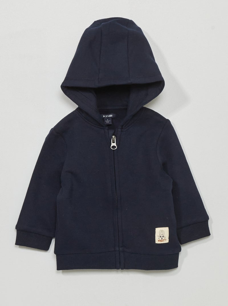 Sweater van joggingstof met rits BLAUW - Kiabi
