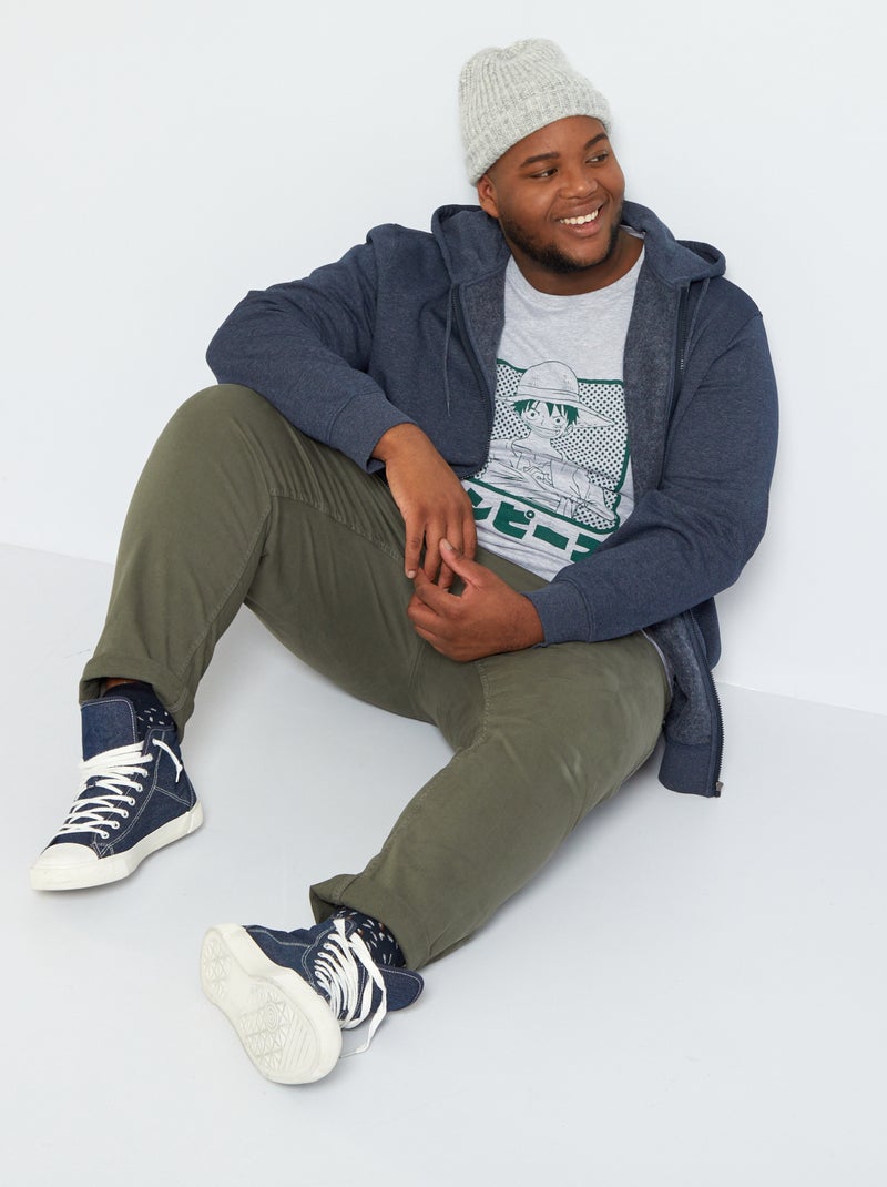 Sweater van joggingstof met rits BLAUW - Kiabi