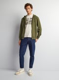 Sweater van joggingstof met rits KAKI - Kiabi
