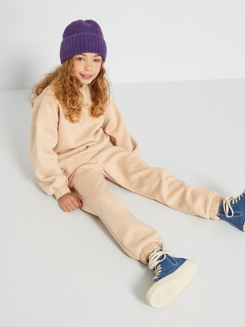 Sweater van joggingstof met ronde hals - Uniseks BIEGE - Kiabi