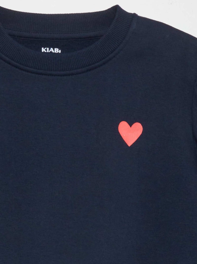 Sweater van joggingstof met ronde hals BLAUW - Kiabi