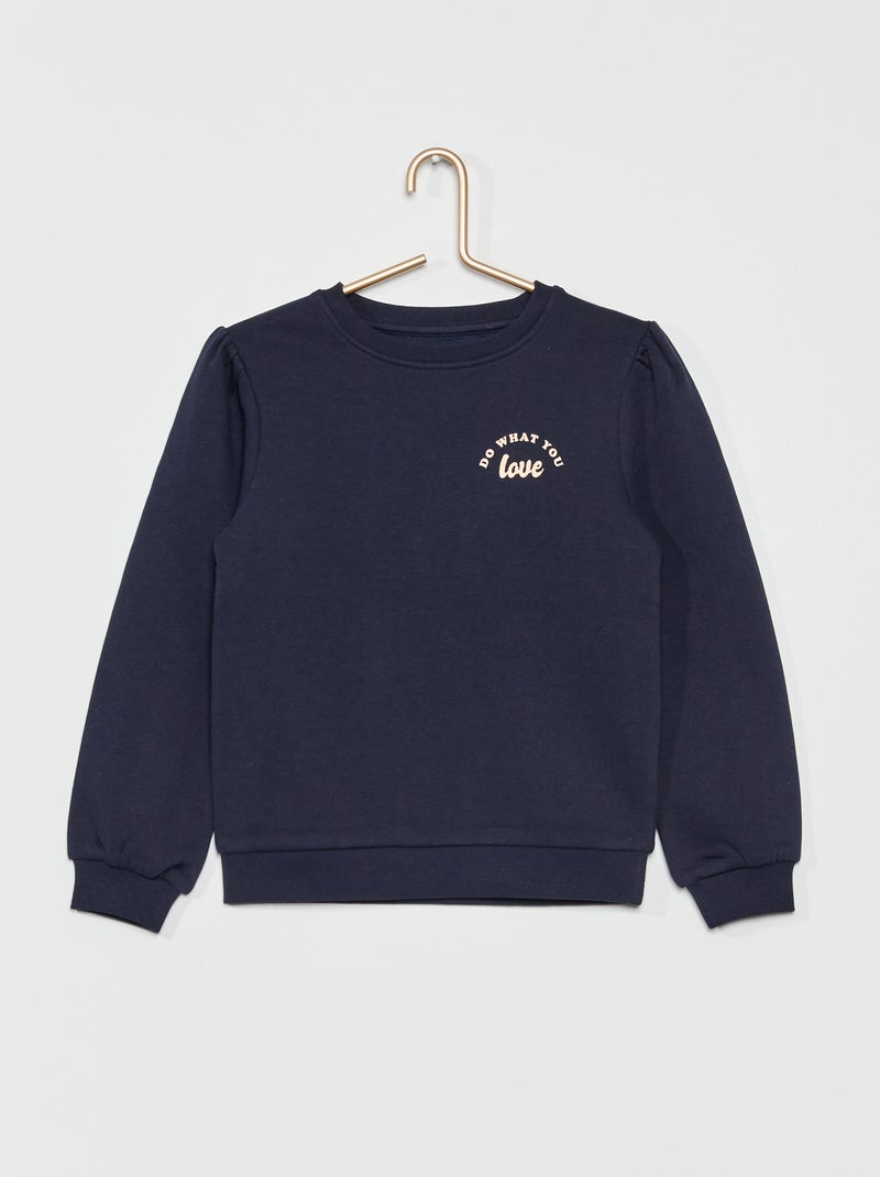 Sweater van joggingstof met ronde hals BLAUW - Kiabi
