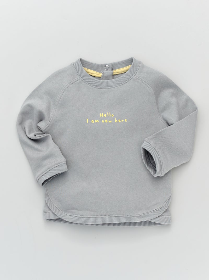 Sweater van joggingstof met ronde hals GRIJS - Kiabi