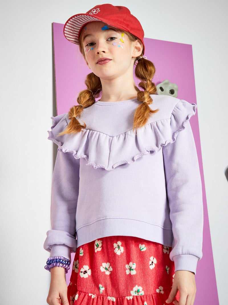 Sweater van joggingstof met ruches ROSE - Kiabi