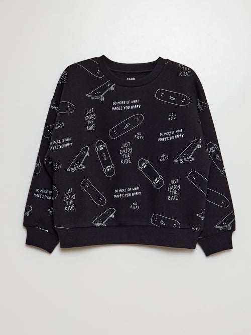 Sweater van joggingstof met skaterprint - Kiabi
