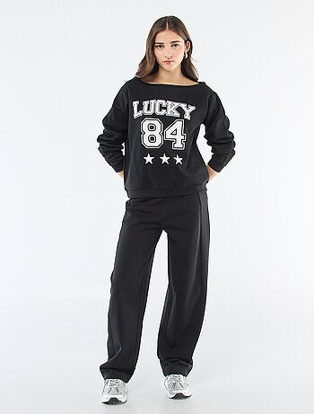 Sweater van joggingstof met sportieve look