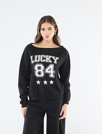 Sweater van joggingstof met sportieve look