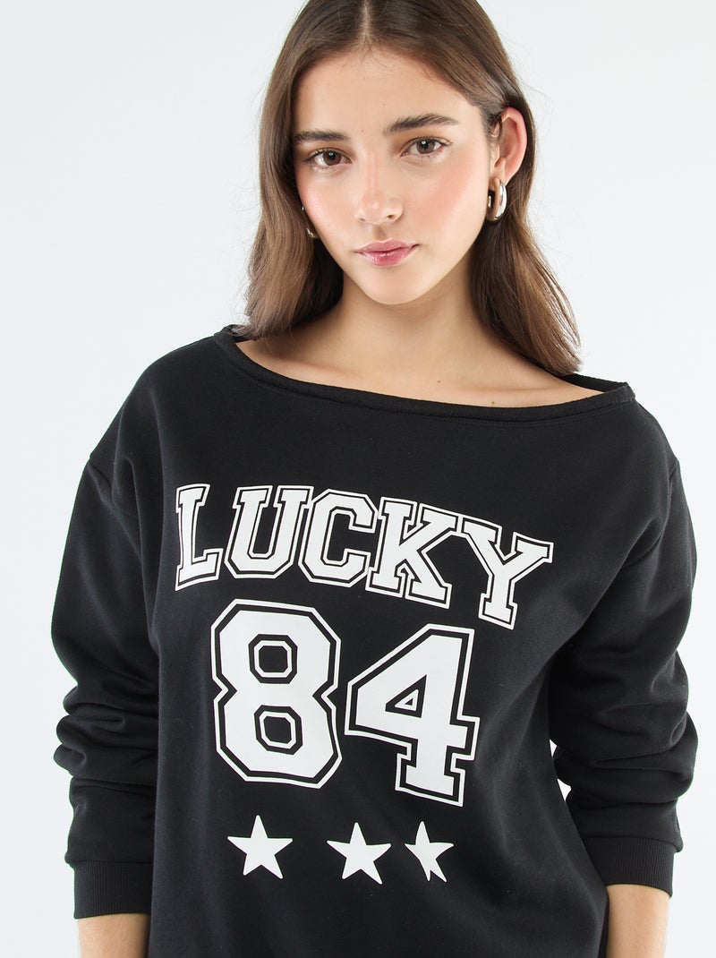 Sweater van joggingstof met sportieve look Zwart - Kiabi