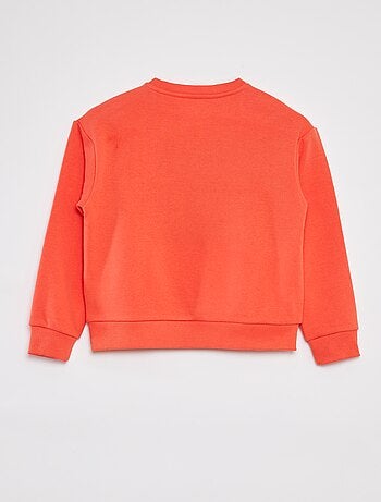 Sweater van joggingstof met tekstopdruk in bouclé