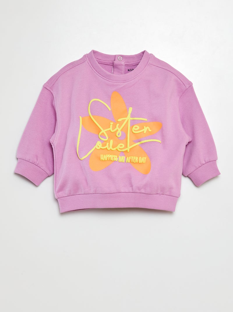 Sweater van joggingstof met tekstopdruk 'Sister ROSE - Kiabi