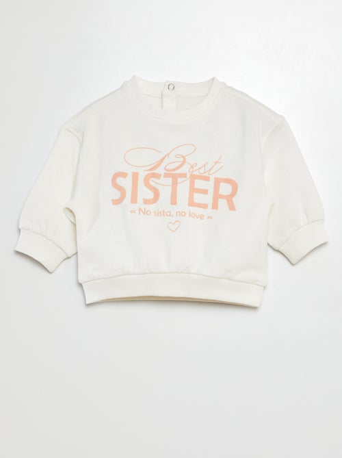 Sweater van joggingstof met tekstopdruk 'Sister - Kiabi