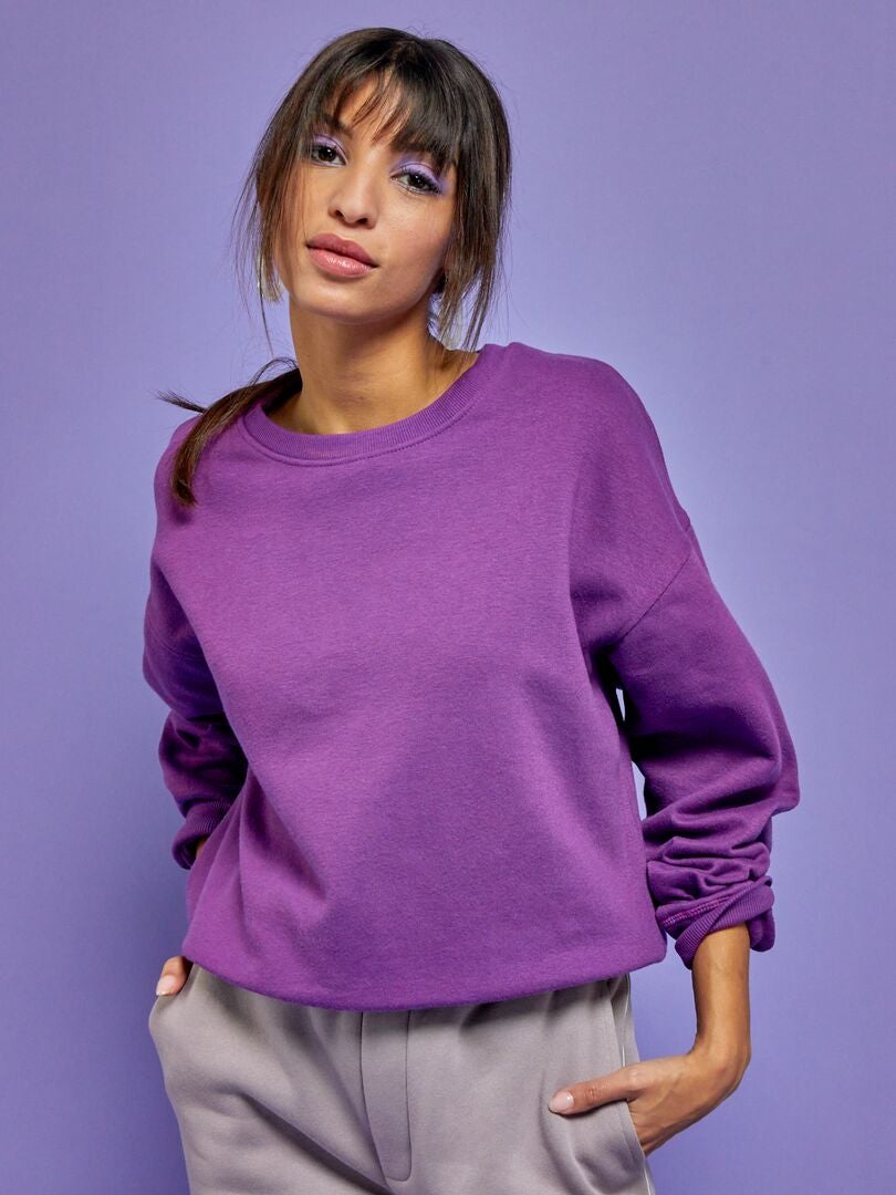 Sweater van joggingstof paars - Kiabi
