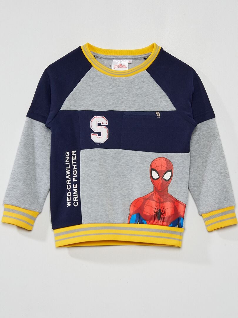 Sweater van joggingstof 'Spider-Man' grijs - Kiabi