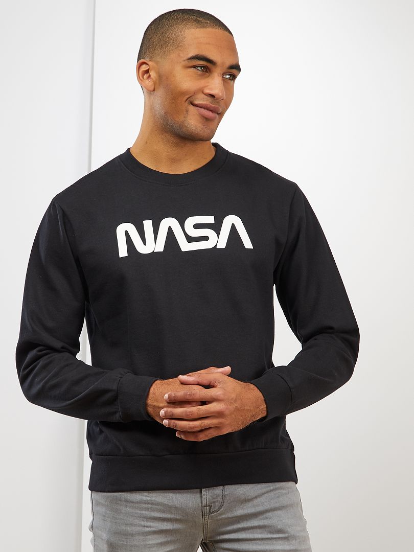 Sweater van joggingstof van 'NASA' zwart - Kiabi