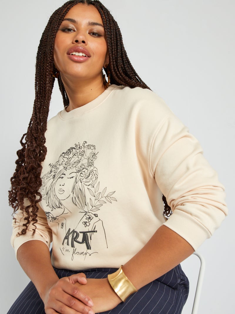 Sweater van joggingstof WIT - Kiabi