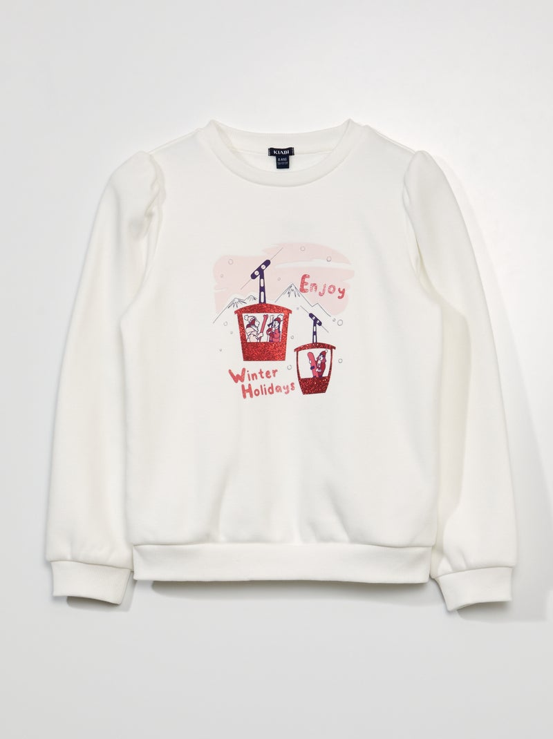 Sweater van joggingstof WIT - Kiabi