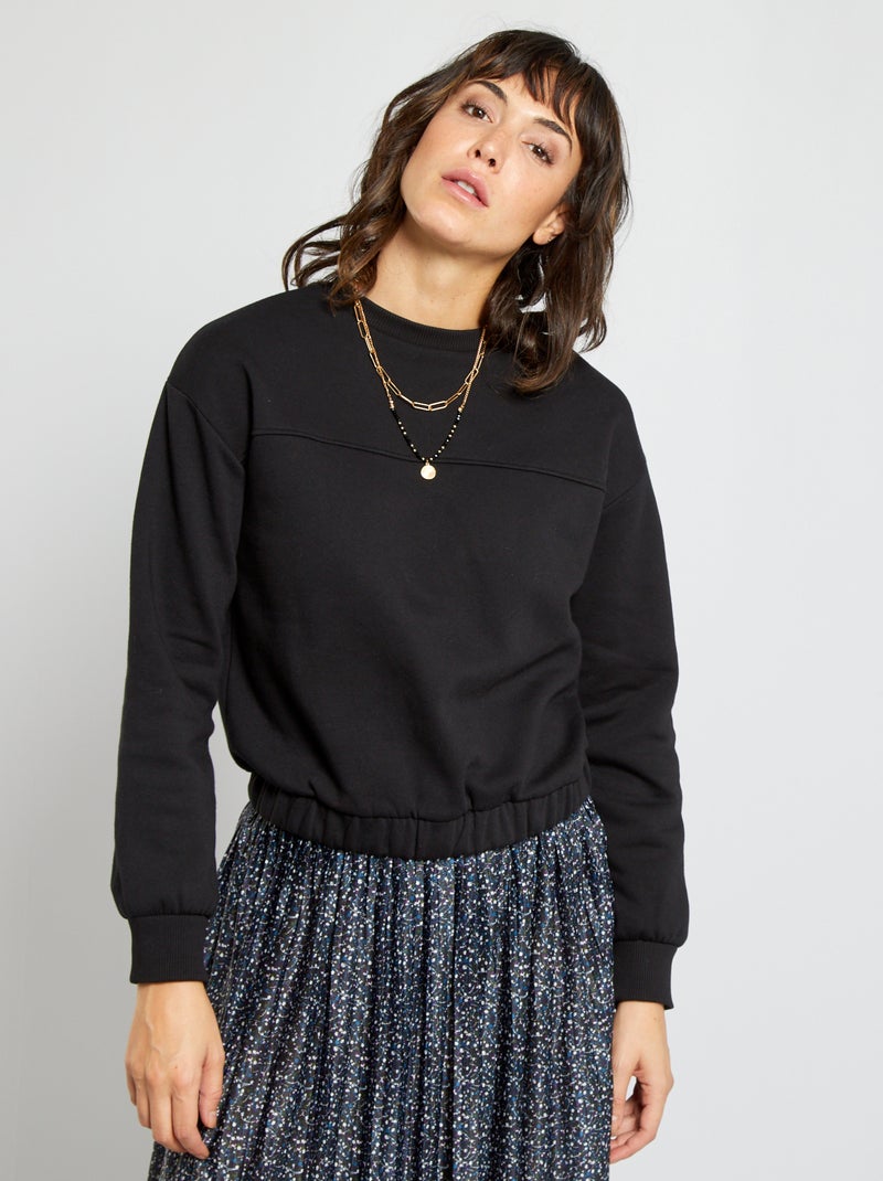 Sweater van joggingstof zwart - Kiabi