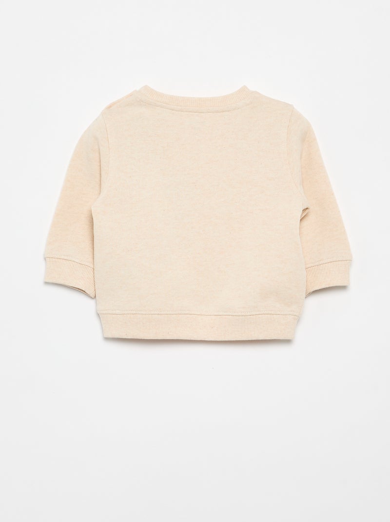 Sweater van lichte fleece met print Biege - Kiabi