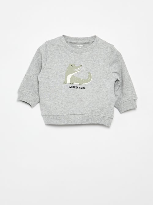 Sweater van lichte fleece met print - Kiabi